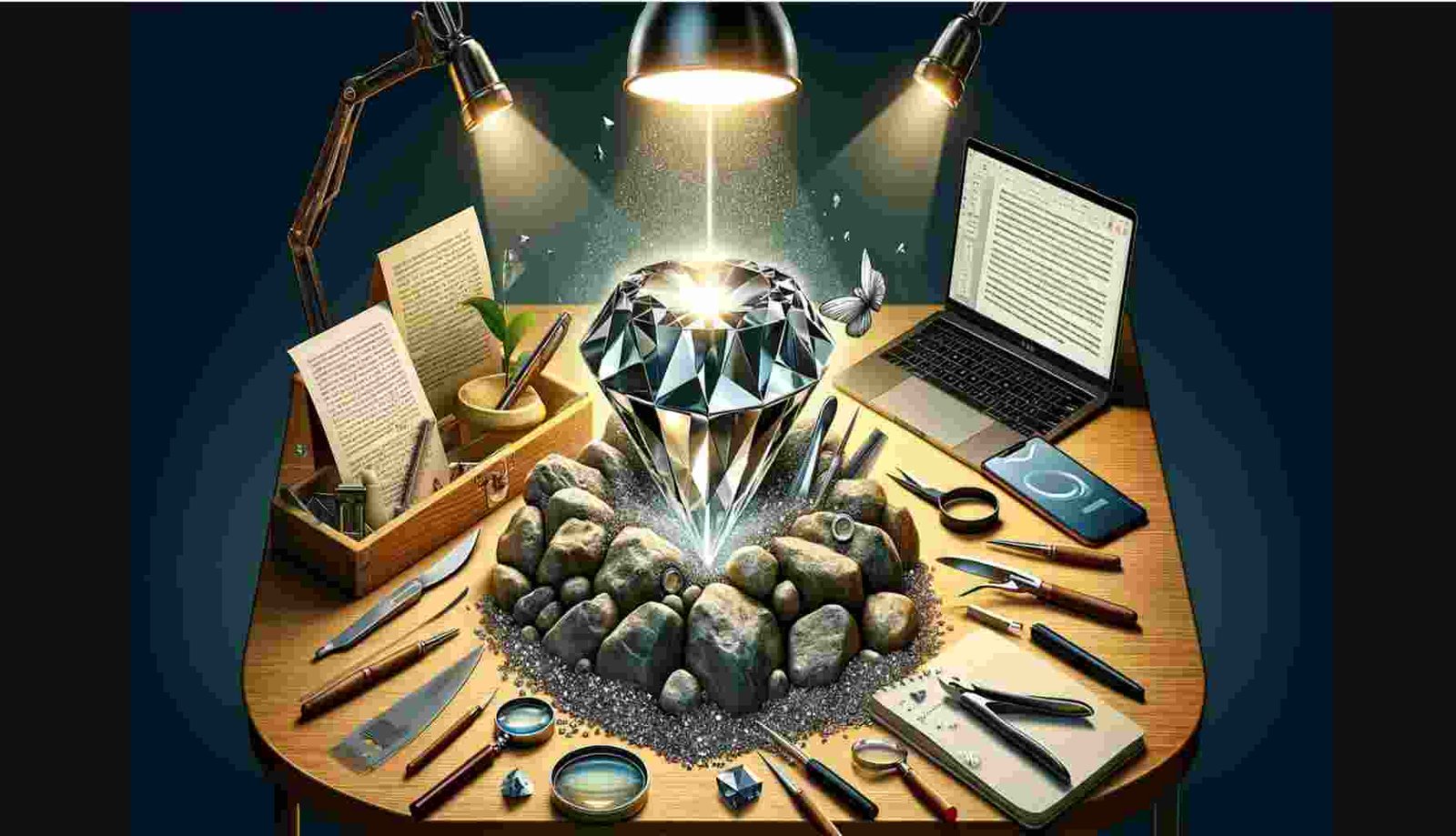 Imagine your written work as a diamond being refined and polished to improve clarity, quality, and brilliance.