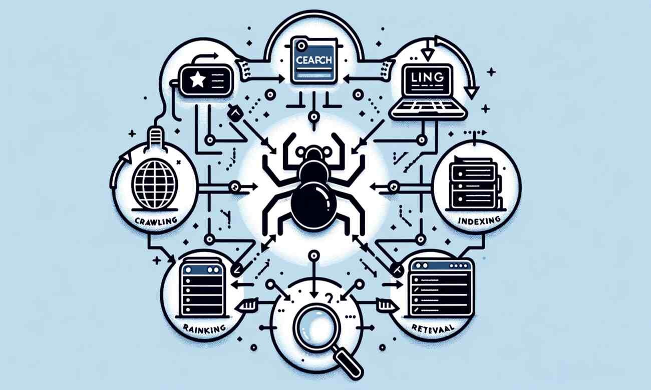 How a search engine works explained through crawling, indexing, and ranking processes that organize and display relevant web pages.