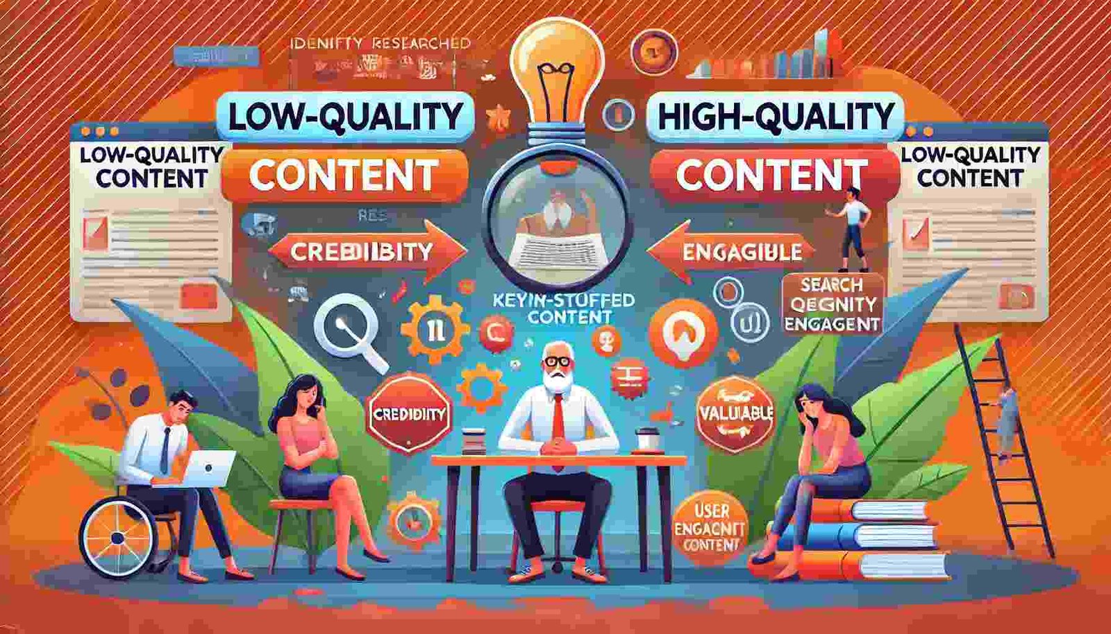 Identifying low-quality content by analyzing thin, duplicate, or unhelpful pages that negatively impact search engine rankings and user experience.